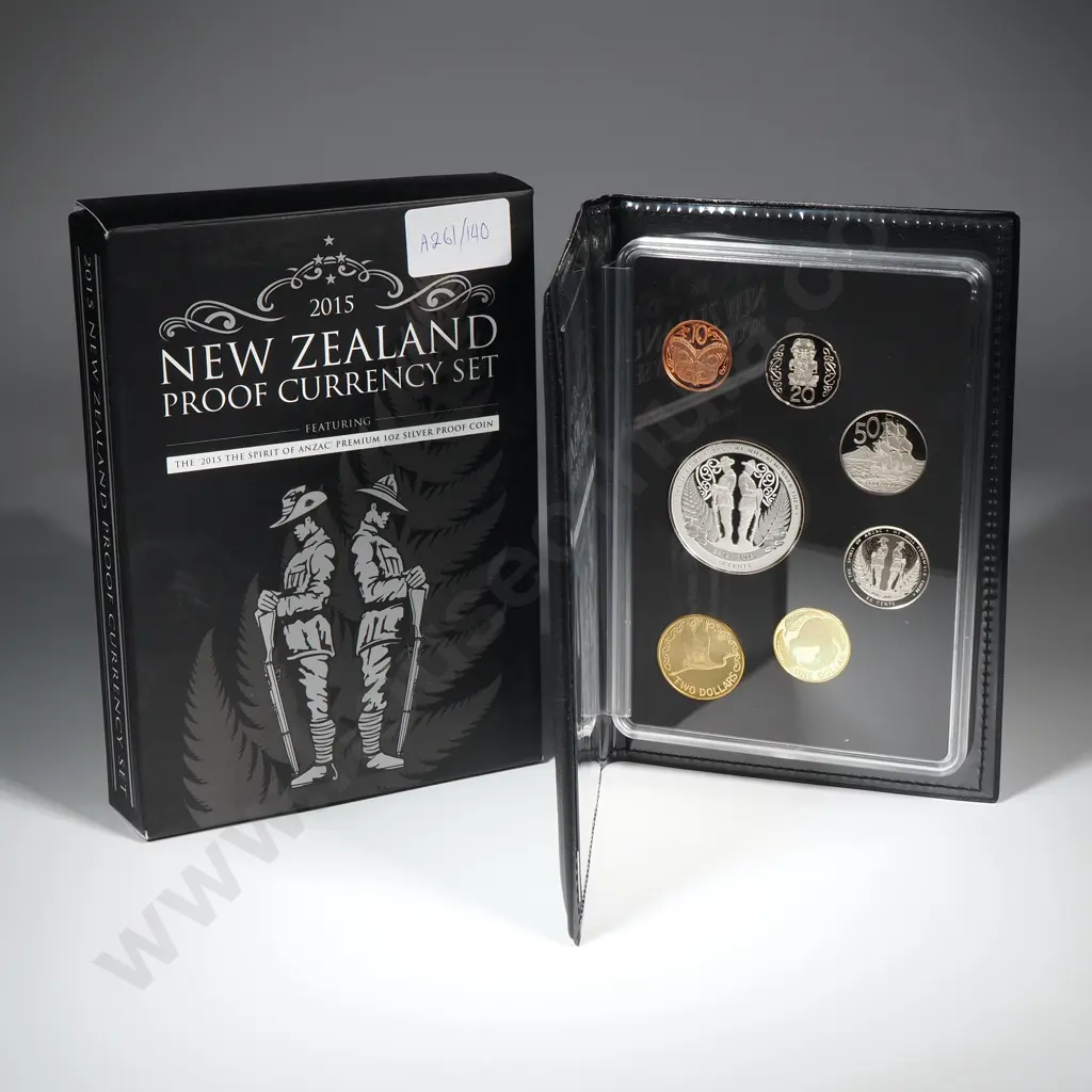 2015 New Zealand Proof Currency Set w One Ounce Silver Proof Spirit of Anzac Coin CV $225 Image 1++