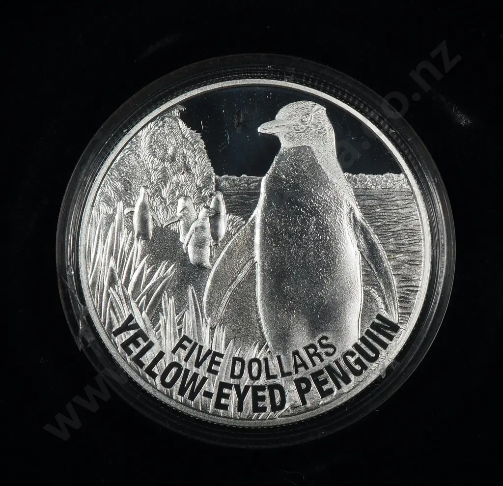 2011 Yellow Eyed Penguin Silver Proof Coin - One Ounce Silver Proof Image 1++