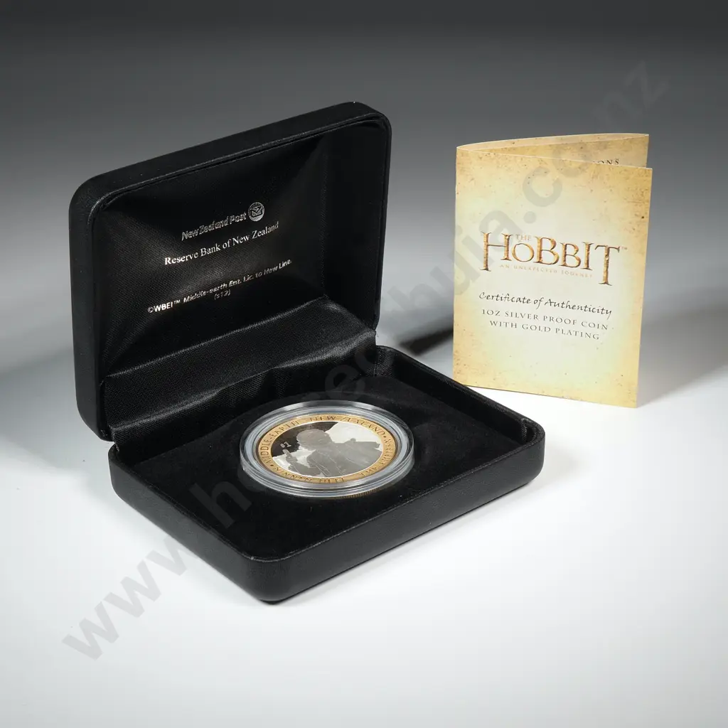 2012New Zealand The Hobbit One Ounce Silver Coin With Gold Plating CV $200 Image 1++