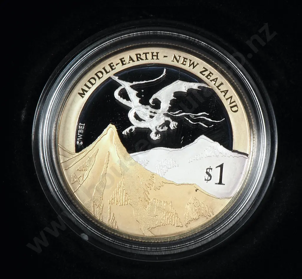 2013 New Zealand The Hobbit Coin One Ounce Silver With Gold Plating CV $225 Image 1++