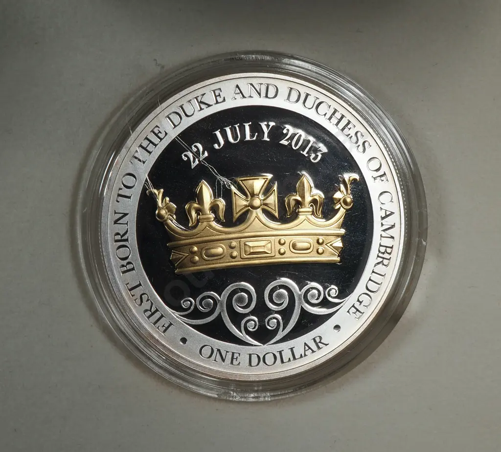 2013 New Zealand Royal Baby Coin One Ounce Silver Proof CV $175 Image 1++