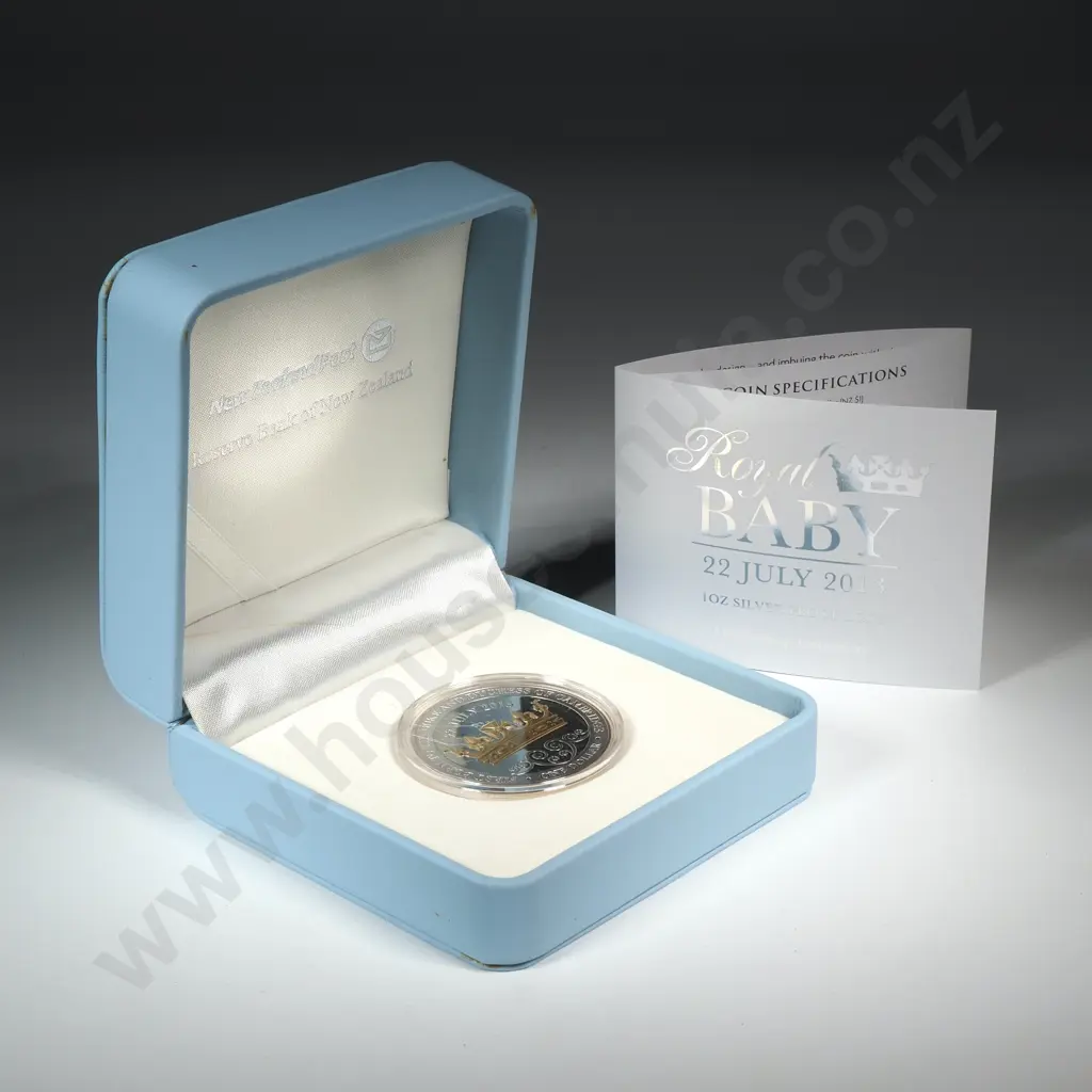 2013 New Zealand Royal Baby Coin One Ounce Silver Proof CV $175 Image 1++