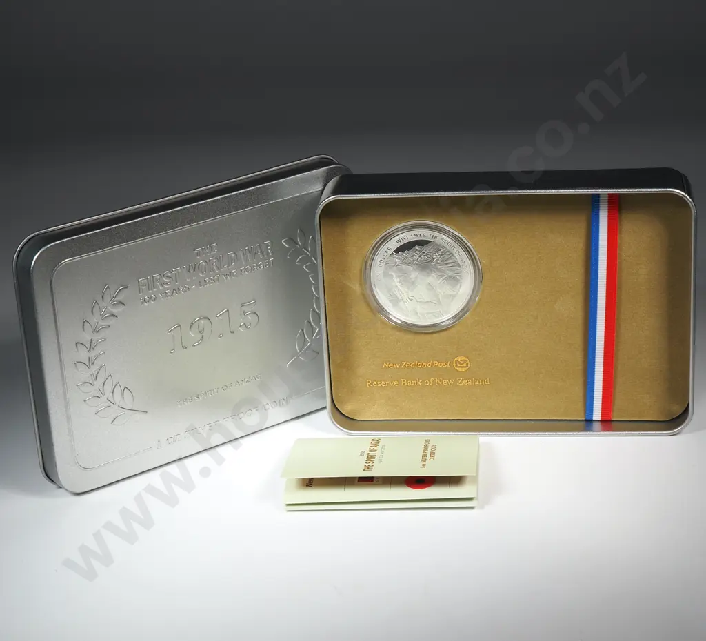 1915-2015 The Spirit of Anzac One Ounce Silver Proof Coin CV $225 Image 1++