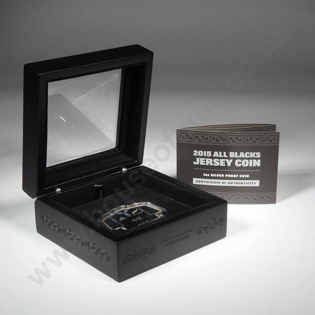2015 New Zealand All Blacks Jersey Silver Proof Coin- One Ounce Silver CV $200 Image 1++
