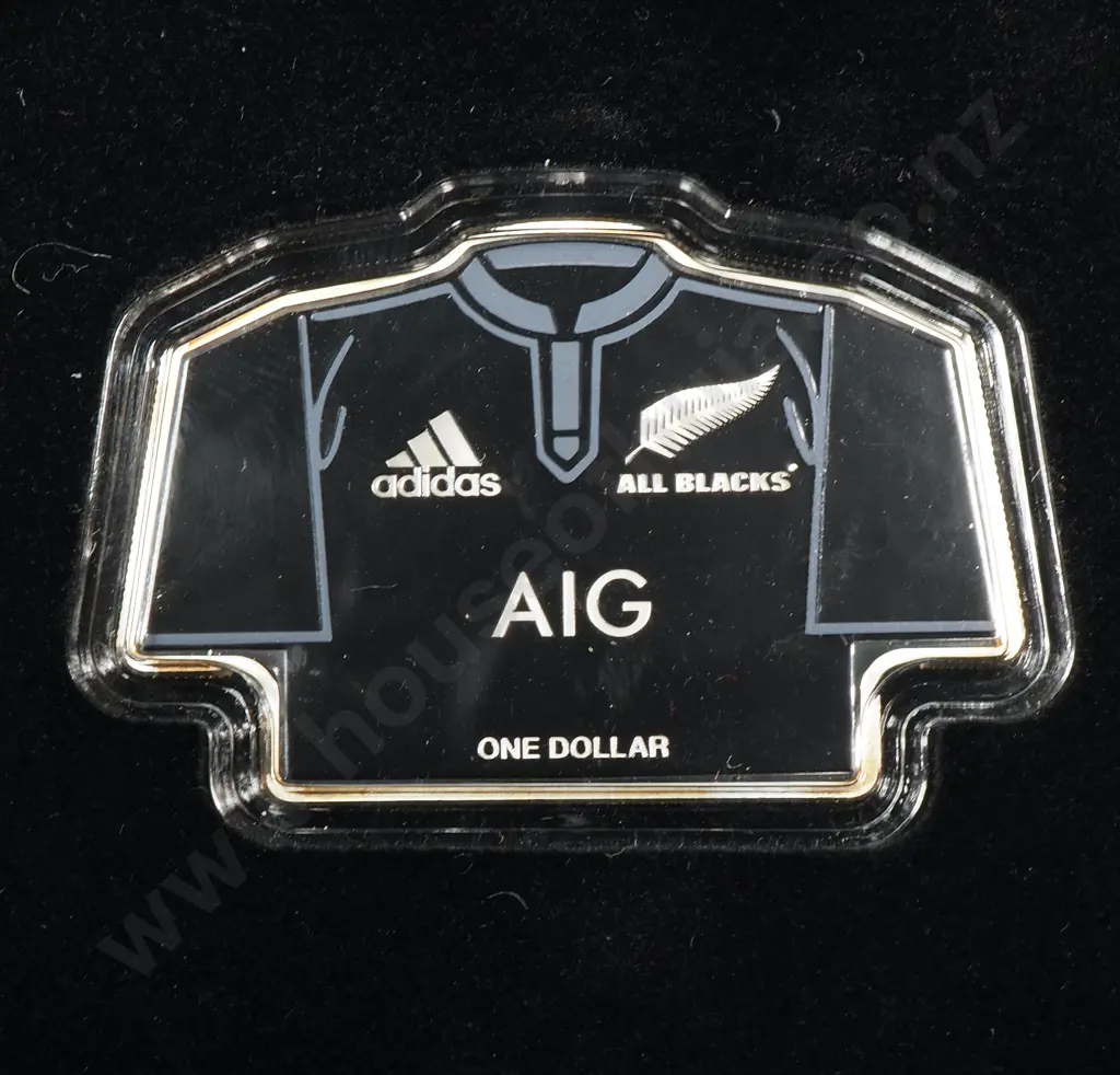 2015 New Zealand All Blacks Jersey Silver Proof Coin- One Ounce Silver CV $200 Image 1++