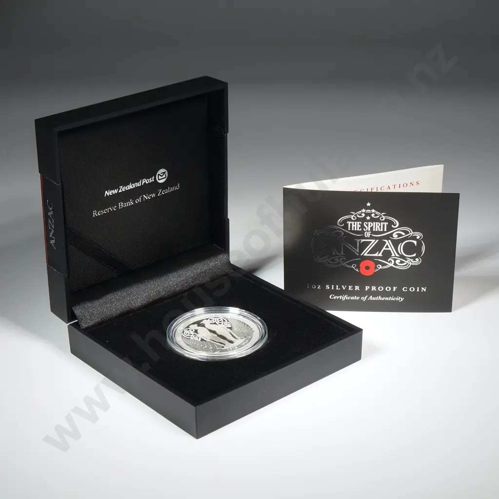 2015 New Zealand Anzac Commemorative Coin One Ounce Silver Proof CV $225 Image 1++