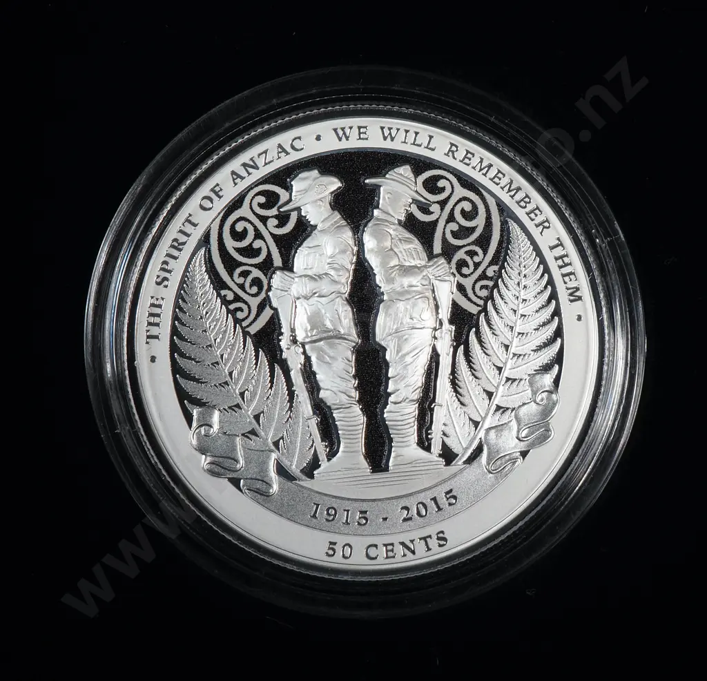 2015 New Zealand Anzac Commemorative Coin One Ounce Silver Proof CV $225 Image 1++