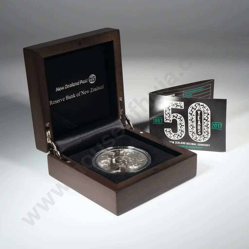 2017 50 Years of Decimal Currency Two Ounce Silver Proof Coin CV $550 Image 1++