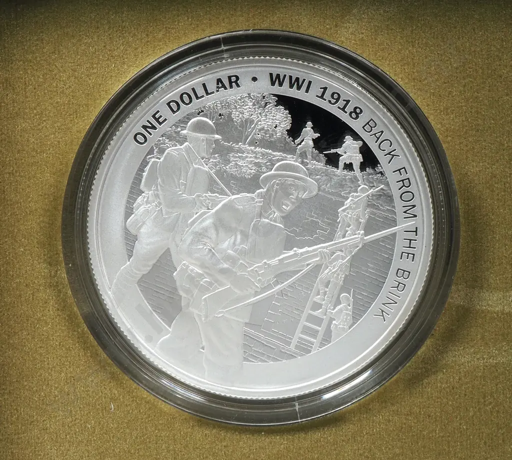 2018 New Zealand WWI Back From The Brink Coin One Ounce Silver Proof Image 1++