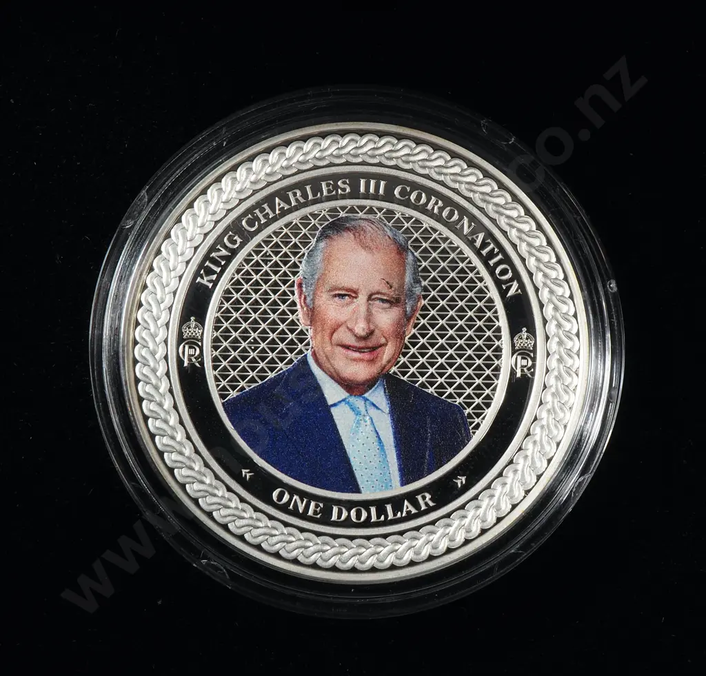 2023 New Zealand King Charles III Coronation Coin One Ounce Silver CV $200 Image 1++