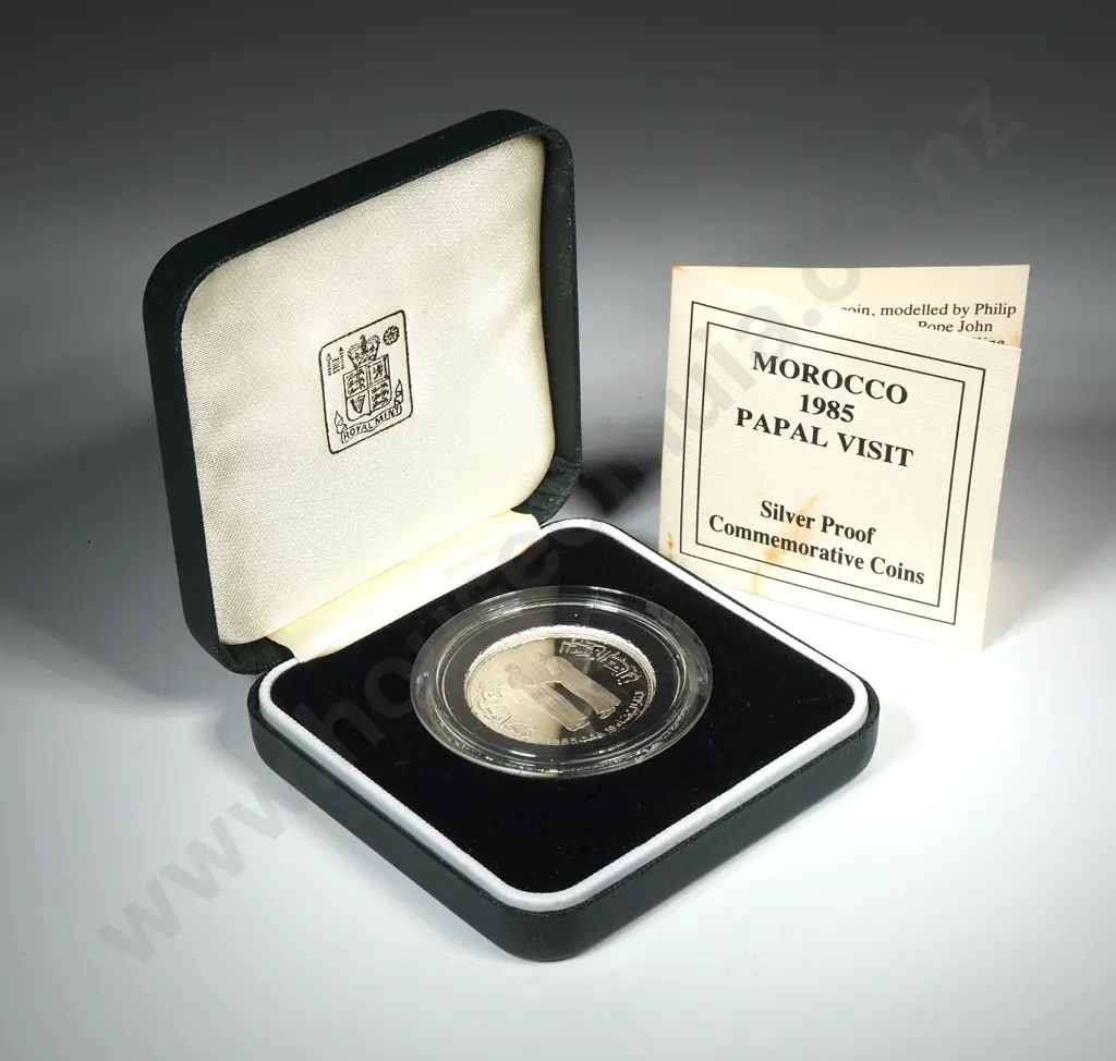 Morocco 1985 proof silver 100 dirham – Papal Visit Image 1++