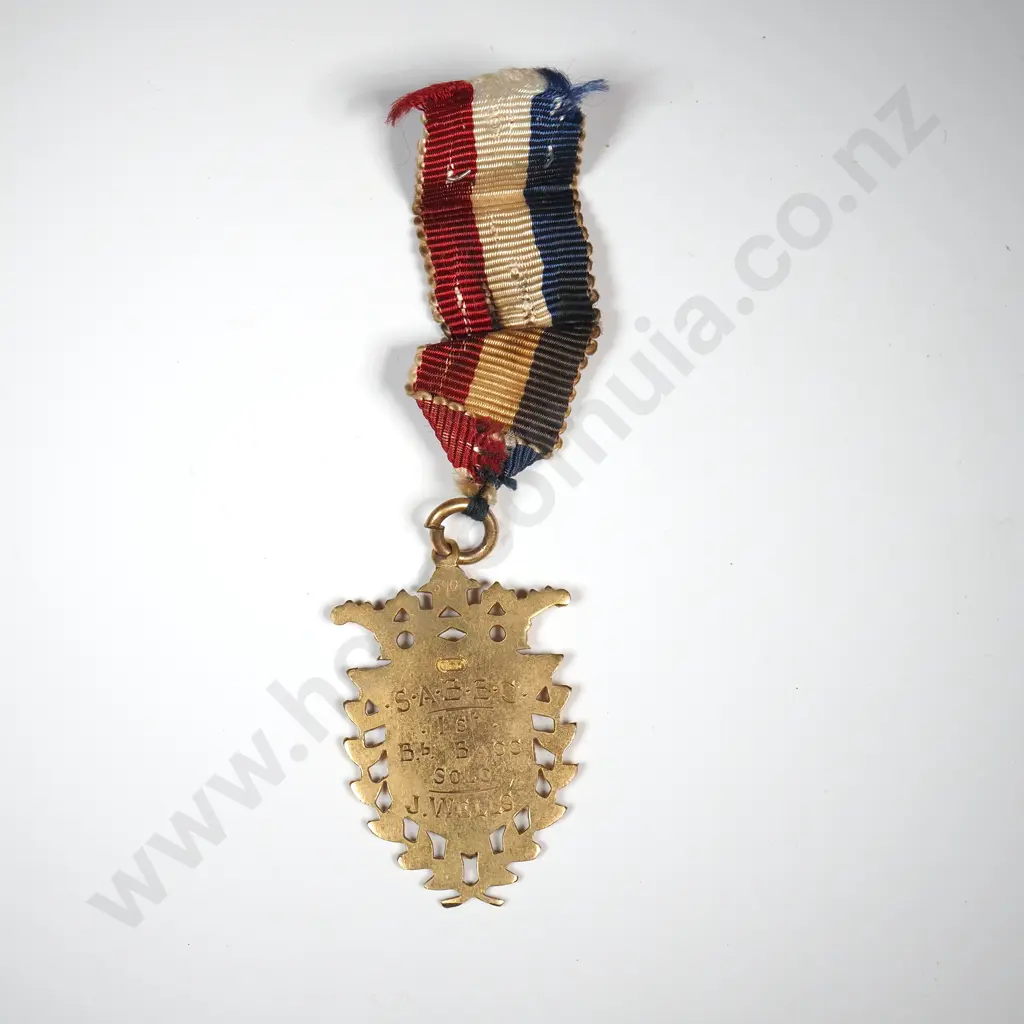 New Zealand Rolled Gold Brass Band Prize to J Wells Image 1++