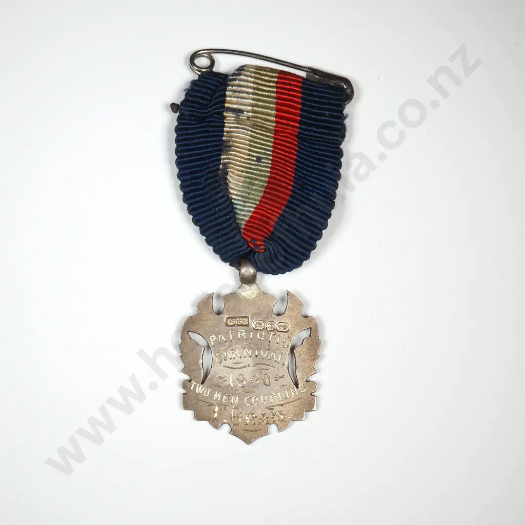 Sterling Silver 1900 Patriotic Carnival Fire Brigade Medal Image 1++