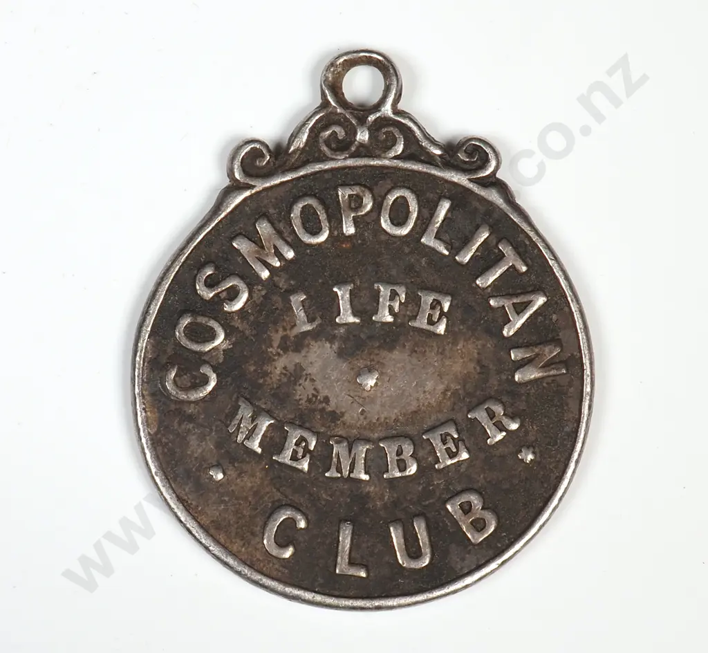 1909 Sterling Silver Cosmopolitan Life Member Token to F J Schultze Image 1++