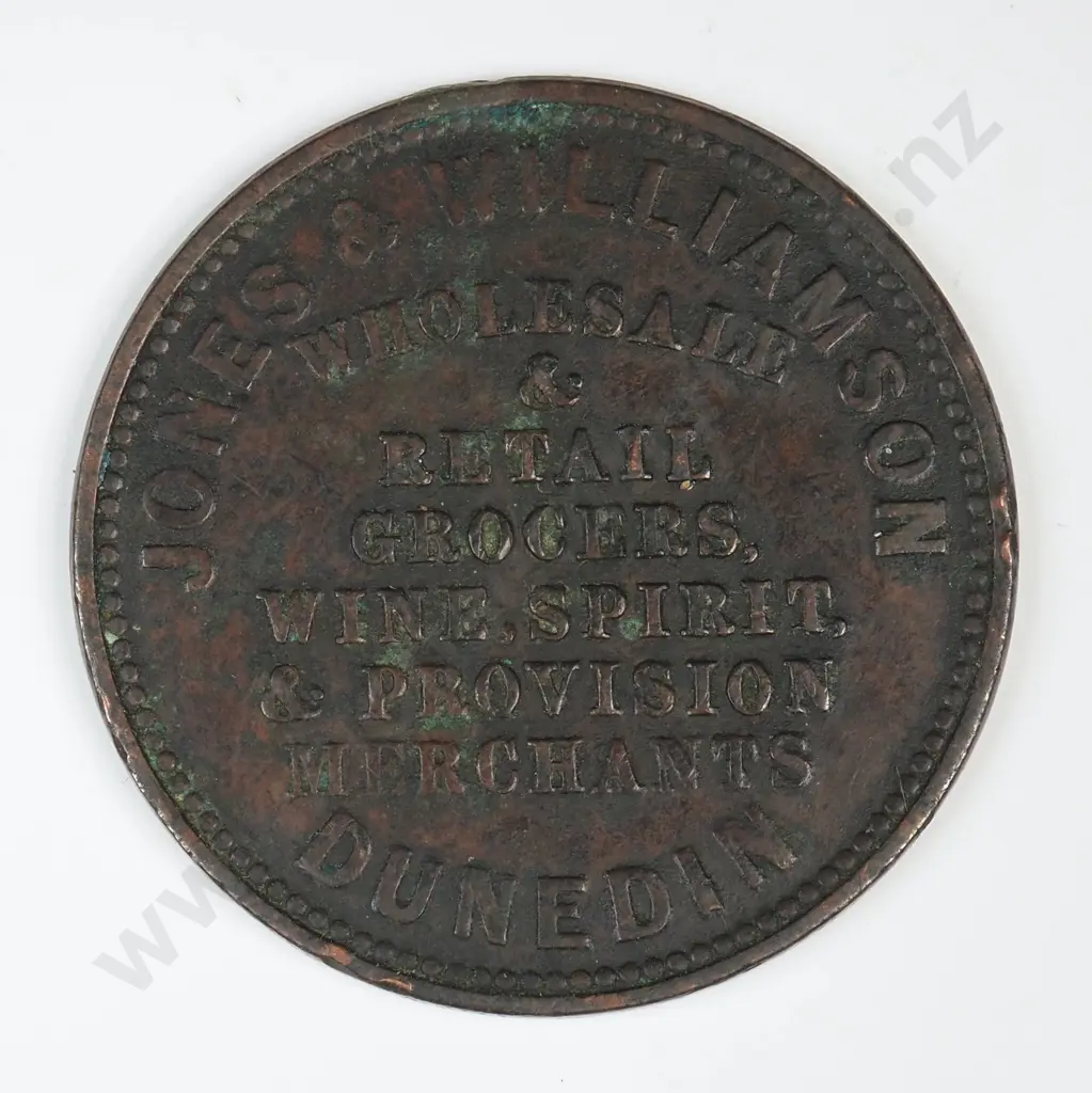 1858 Jones & Williamson Dunedin Token  Image 1++