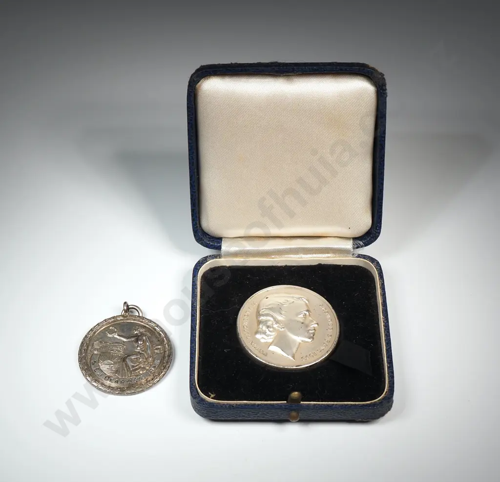 Cased 1953 Coronation Medal & Sterling SIlver Life Saving Award Image 1++