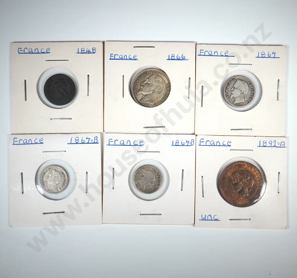 Six 19th Century French Coins - Four Silver  Image 1++