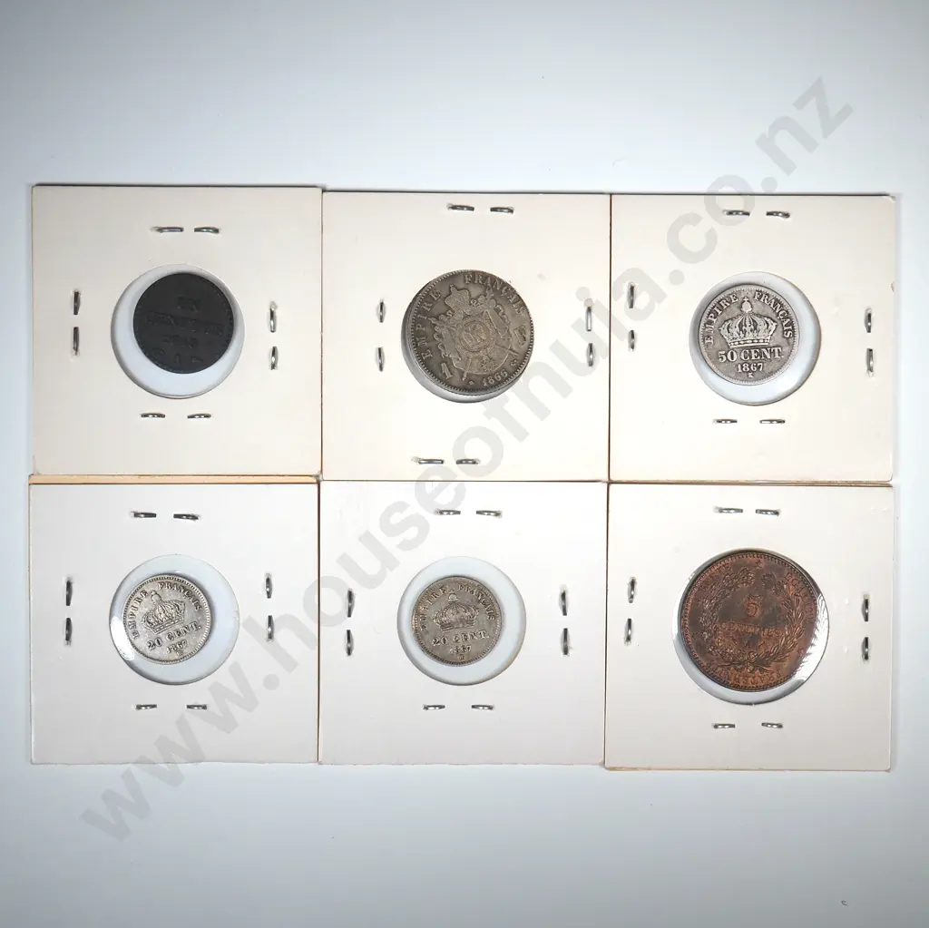 Six 19th Century French Coins - Four Silver  Image 1++