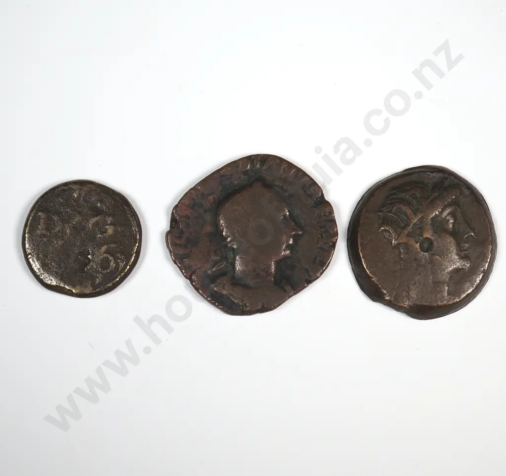 Three Interesting Antique Bronze Coins  Image 1++