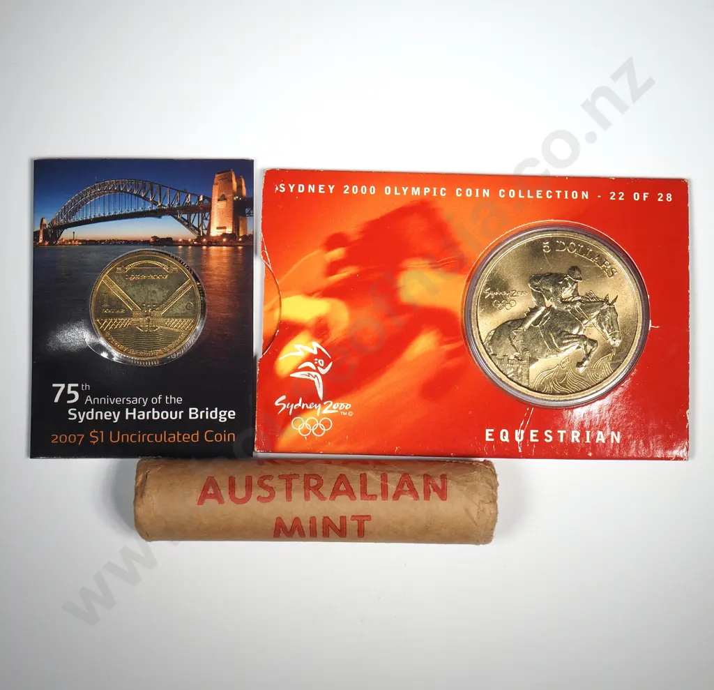 Tow Australian UNC Coins & Mint Roll of Australia One Cent Coins Image 1++