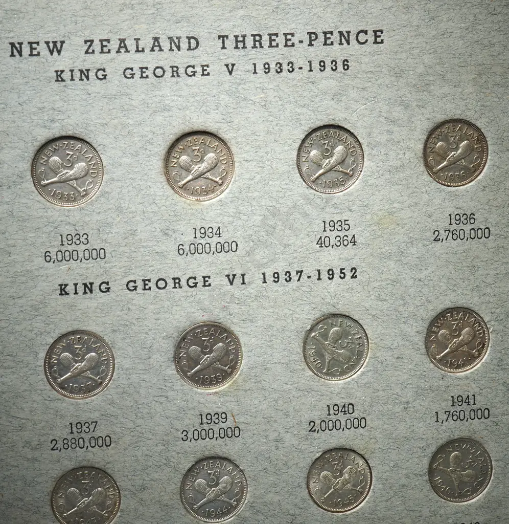 New Zealand Threepence & Sixpence Album incl 1935 Threepence  Image 1++