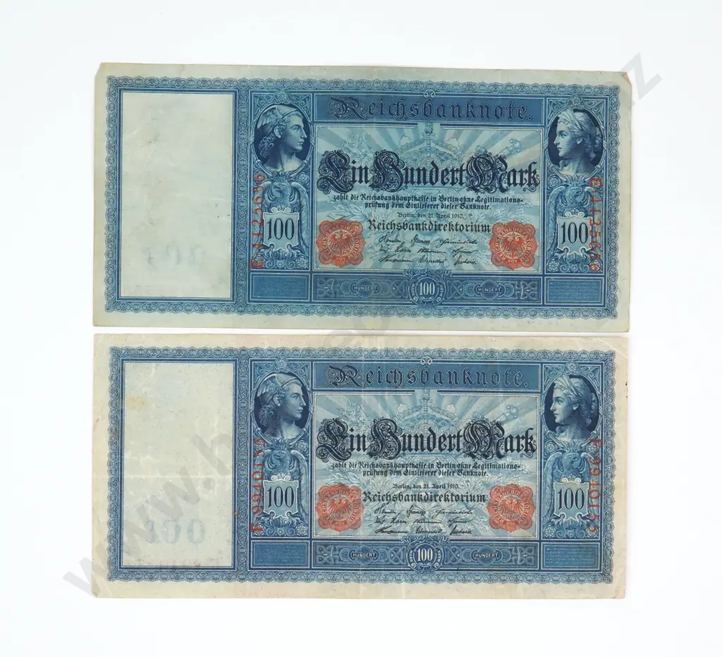Two Imperial German 1910 100 Mark Banknotes  Image 1++