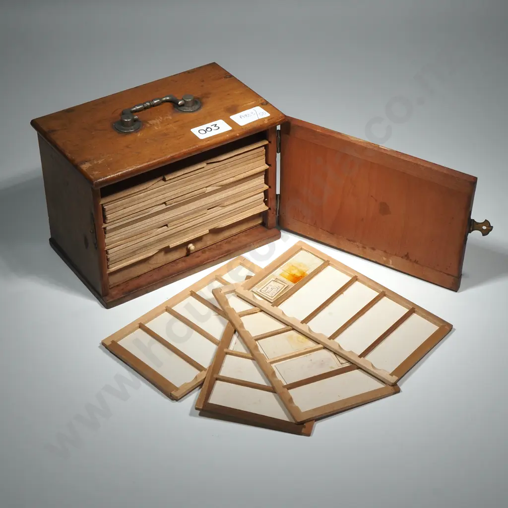 Vintage Wooden Microscope Slide Cabinet w Large Quantity of Slides, Some w Specimens Image 1++