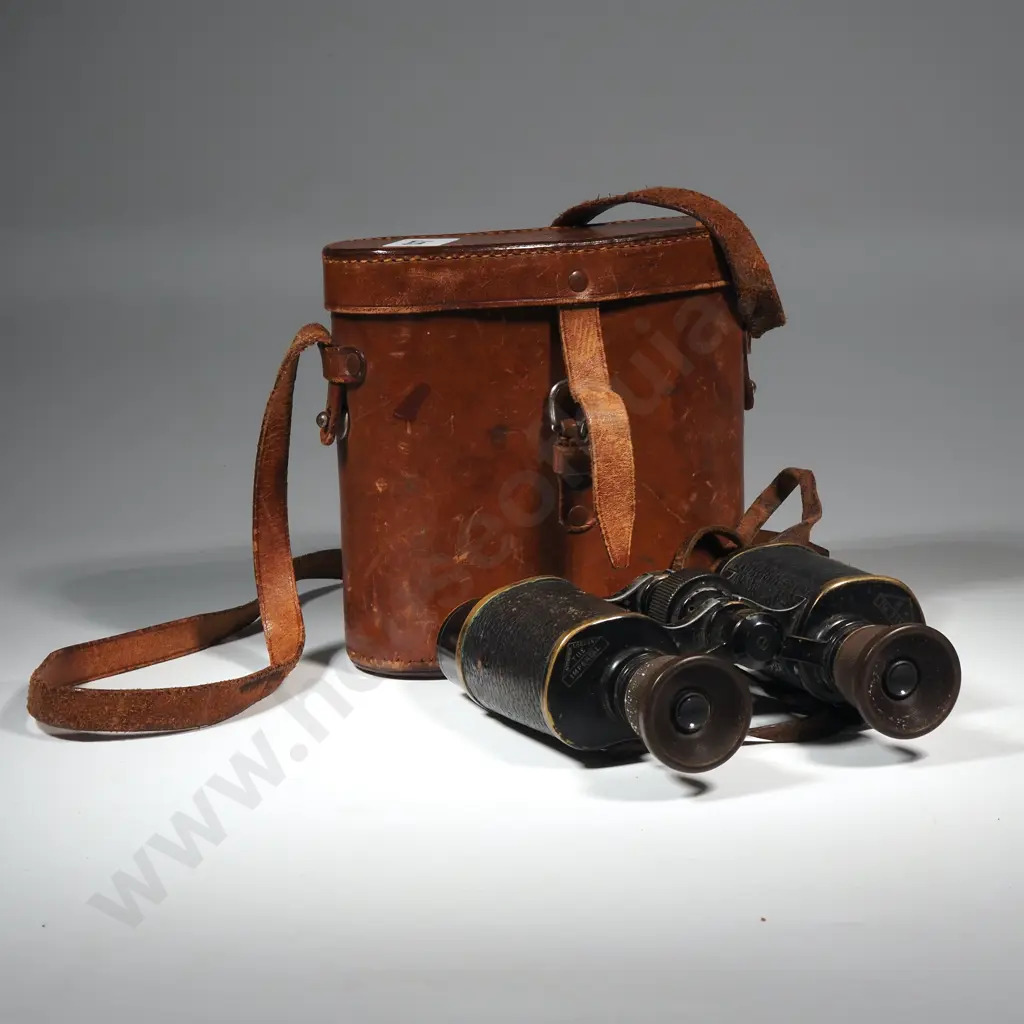 Vintage Aitchison London 'The Imperial Binoculars' w Leather Carry Case Image 1++