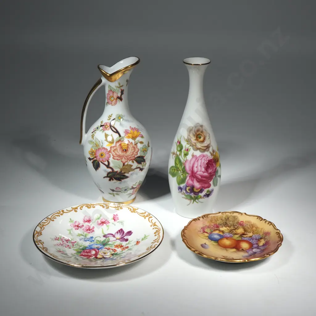 Porcelain Jug, Limoges Vase w Floral Decoration, & Two Dishes Image 1++