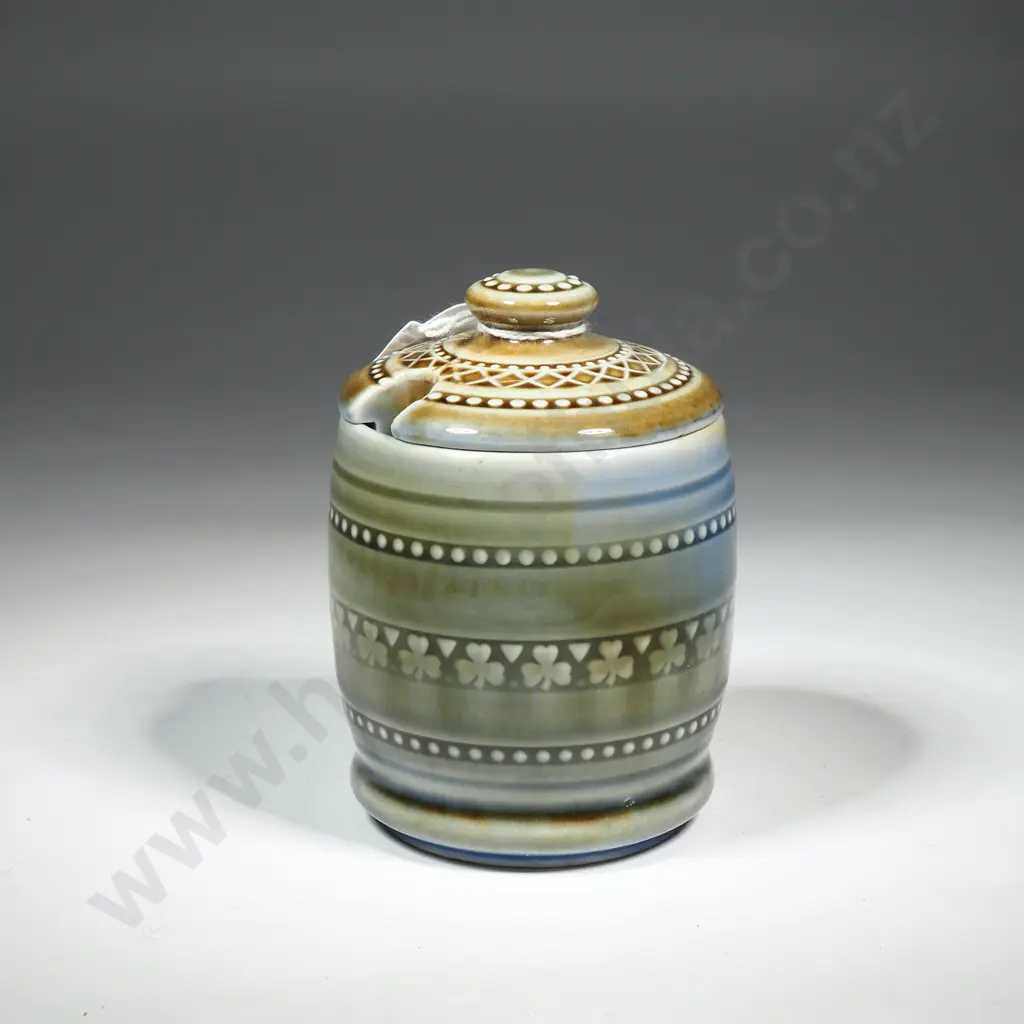 Irish Porcelain Lidded Condiment w Shamrock Design Image 1++