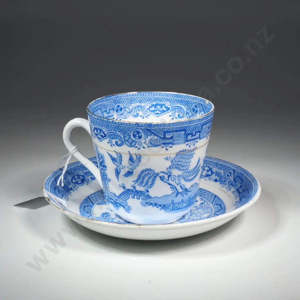Vintage Phoenix China Blue & White Willow Pattern Cup & Saucer Image 1++