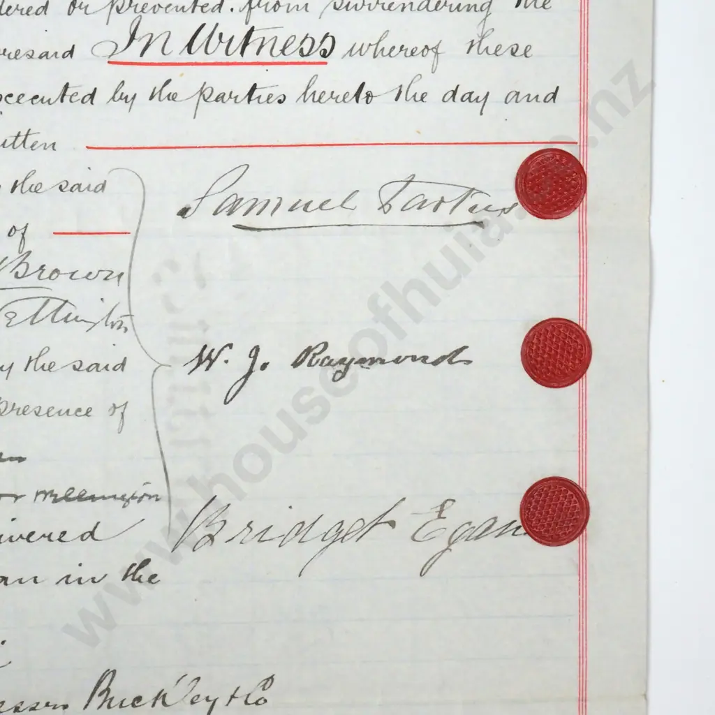 Deed - Wellington New Zealand - 1891 Image 1++