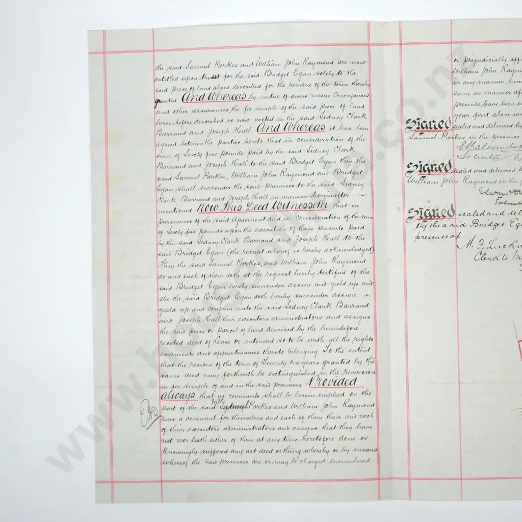 Deed - Wellington New Zealand - 1891 Image 1++