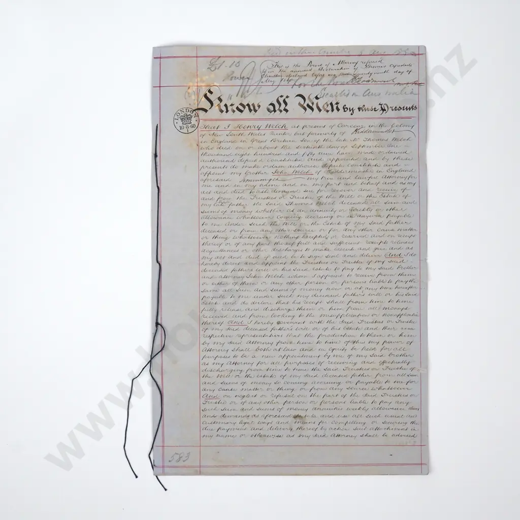 Power of Attorney - Sydney - 1860 Image 1++