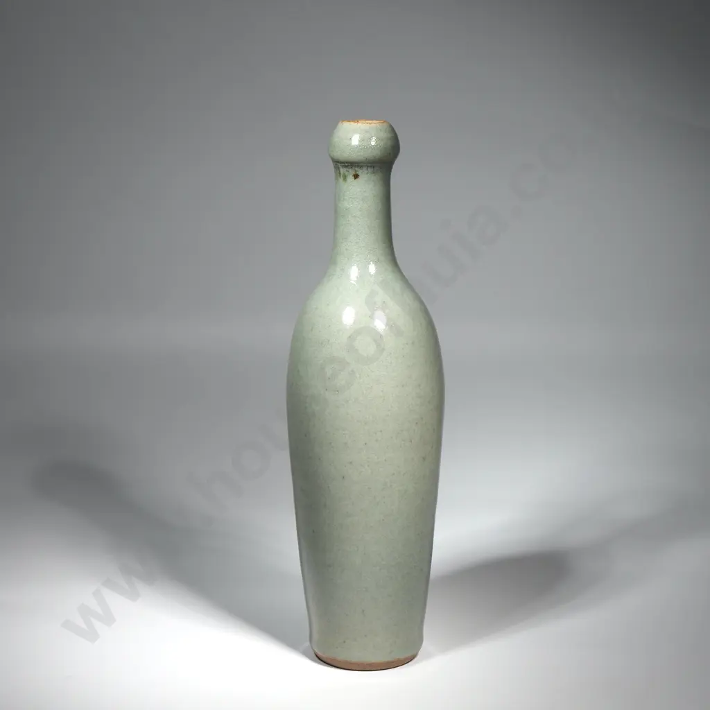 Pottery Bottle/Vase w Green Celadon Glaze Image 1++