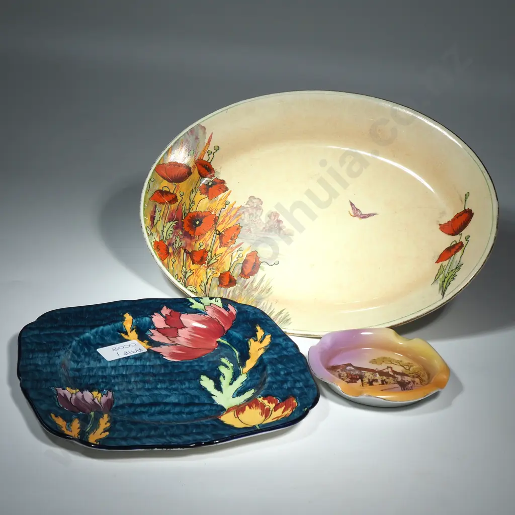 Two Porcelain Dishes & a Vistoria Hand Painted Ashtray Image 1++