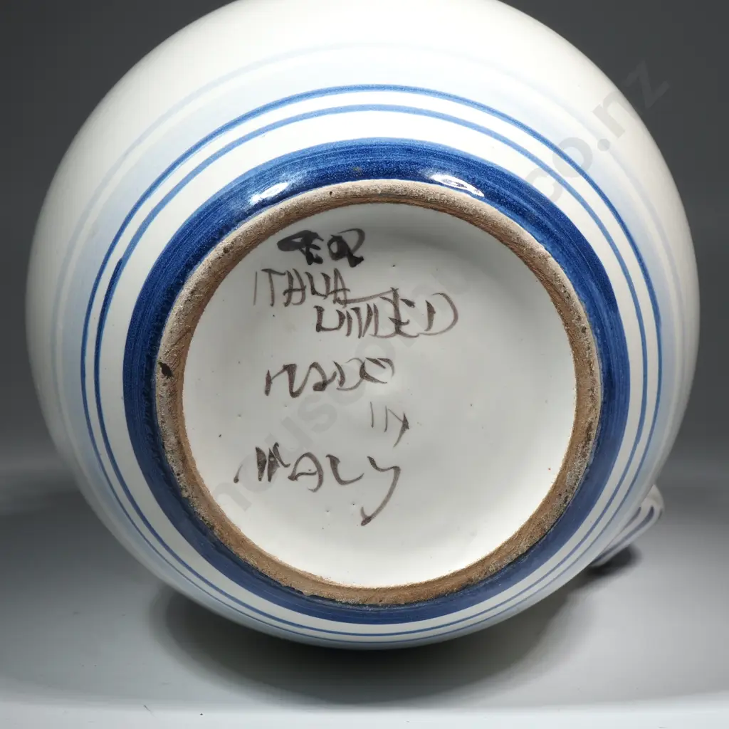 Blue & White Italian Pottery Pitcher  Image 1++