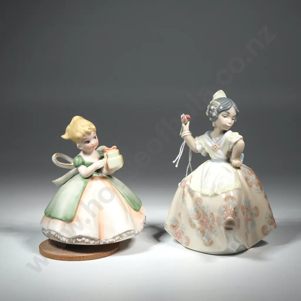 Vintage Lladro Figurine - Dancing Girl w Pink Rose (Carmencita), & a Figurine of a Musical Girl Image 1++