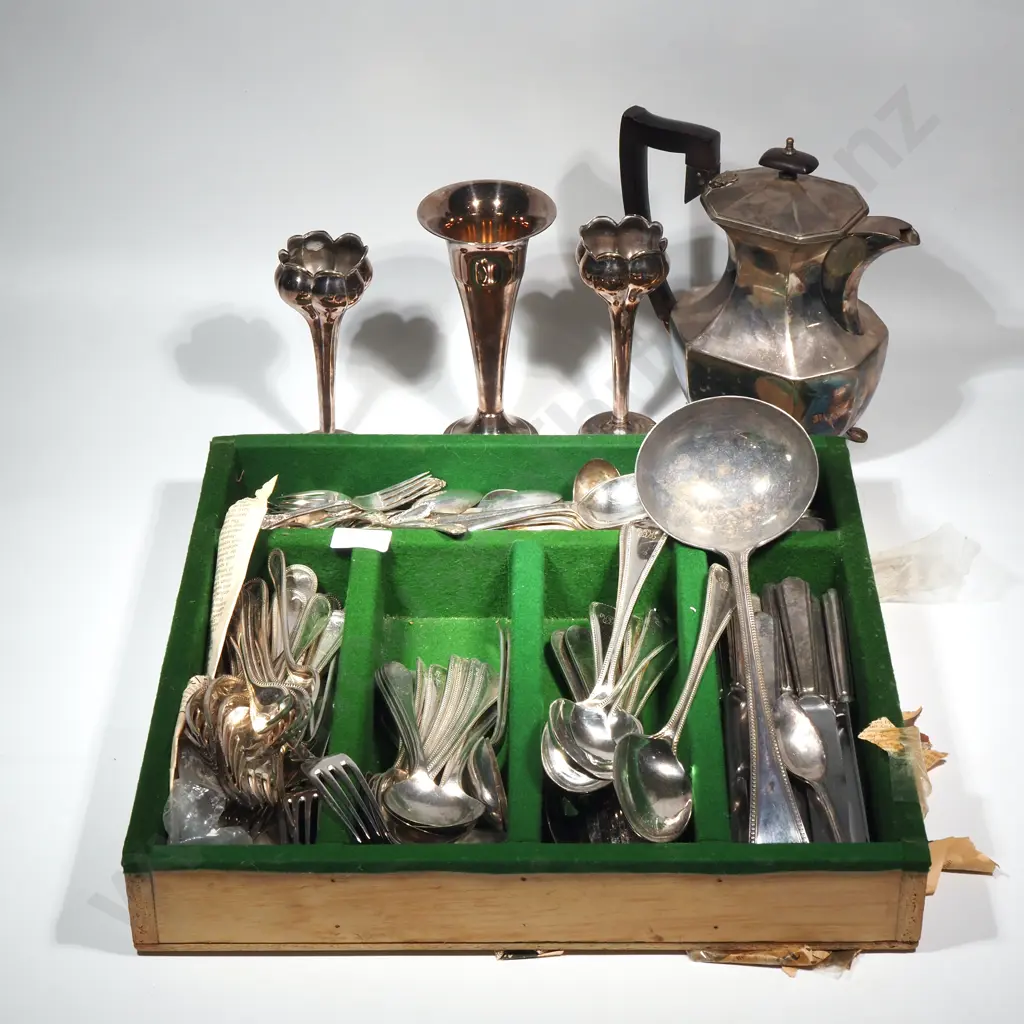 Assorted Lot of S/P Cutlery, (Tea Pot, & Bud Vases not included) Image 1++