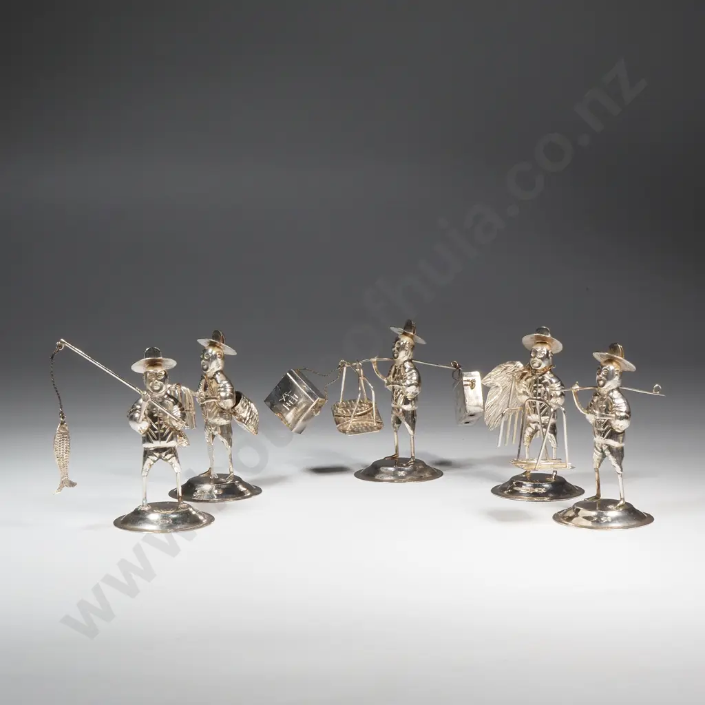Set of Five Sterling Silver Chinese Men Image 1++