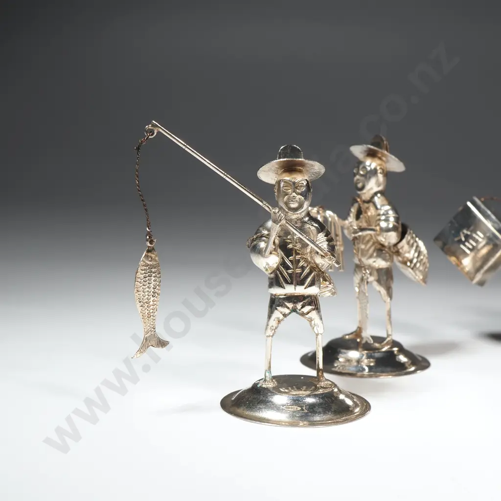 Set of Five Sterling Silver Chinese Men Image 1++