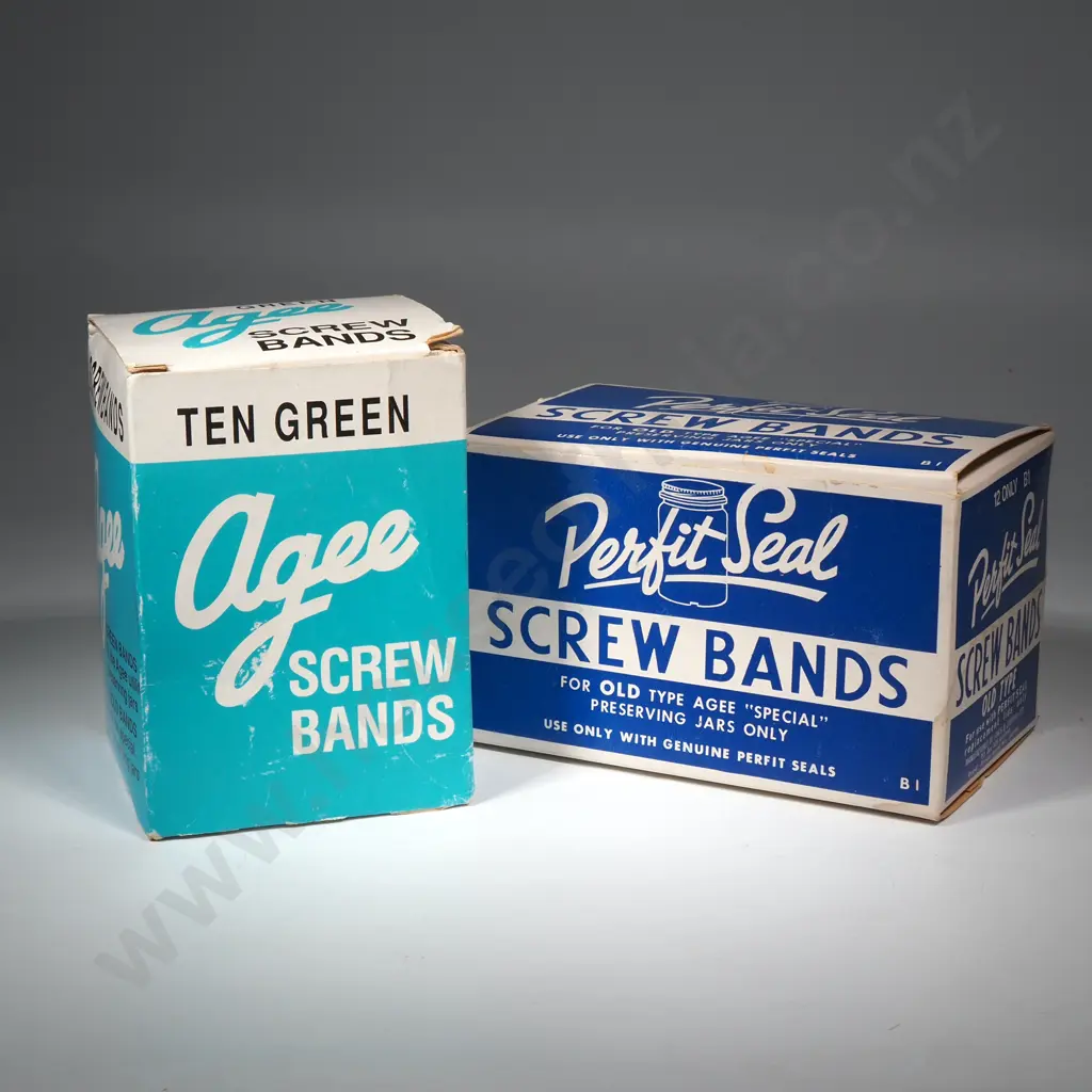 Two Boxes of Preserving Jar Screw Bands - Agee & Perfit Seal Image 1++