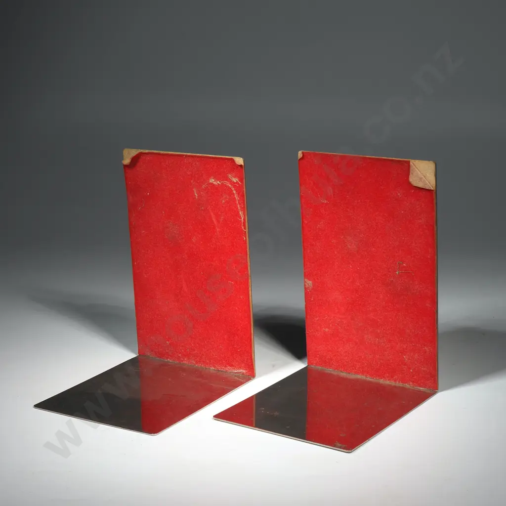 Pair of Mid Century Steel & Timber Book Ends  Image 1++