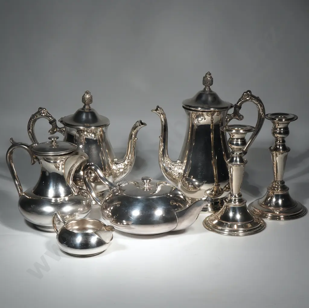 Mixed Lot of S/P Holloware & a  Pair of Candle Sticks - One AF Image 1++