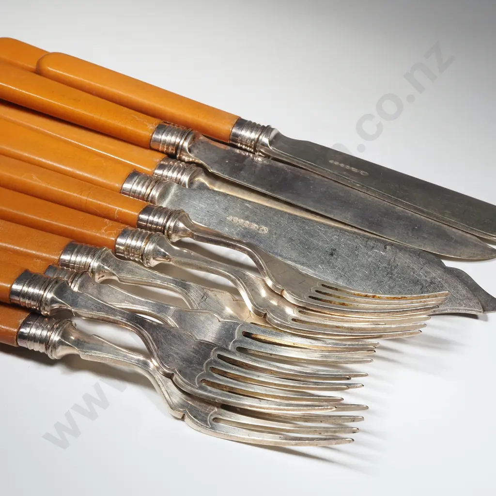 Vintage S/P Set of 6 Fish Service Image 1++