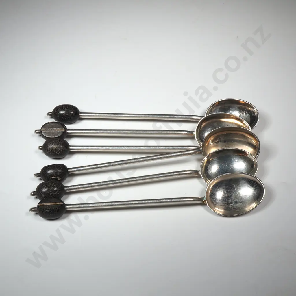 Set of Five Sterling Silver Coffee Spoons Image 1++