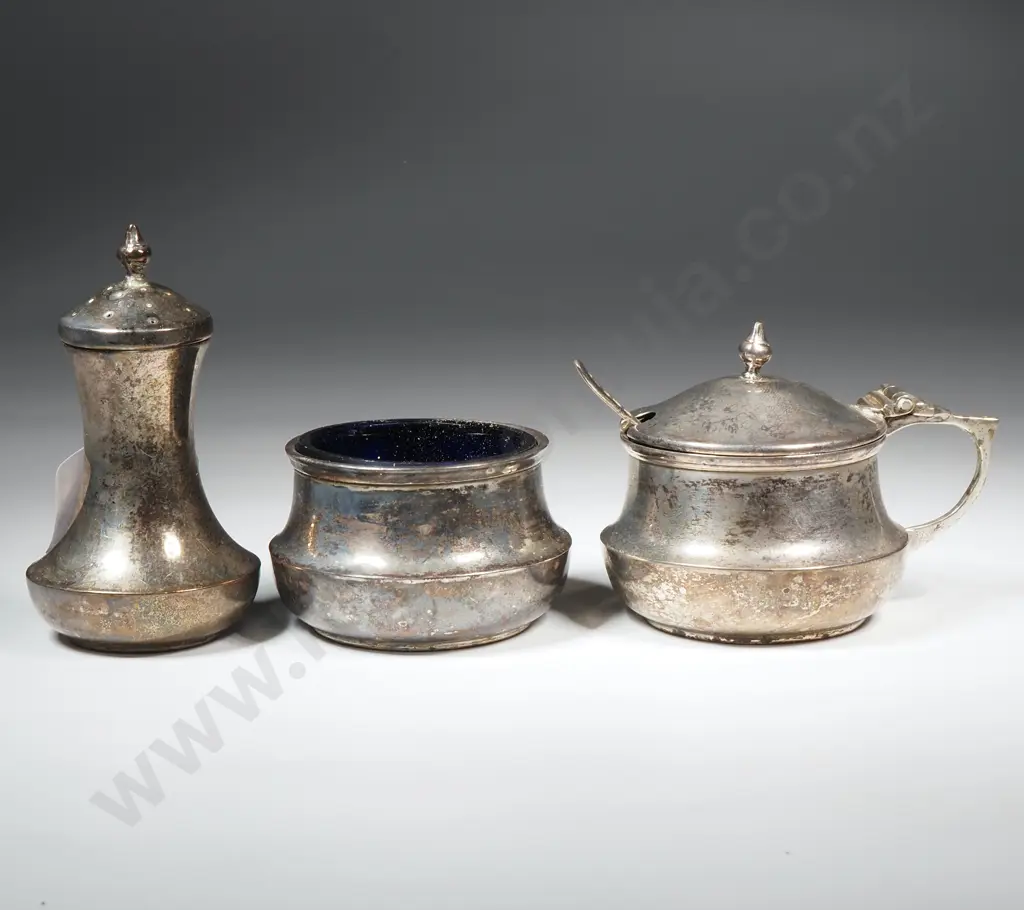 Sterling Silver Salt Pepper & Mustard Set Image 1++