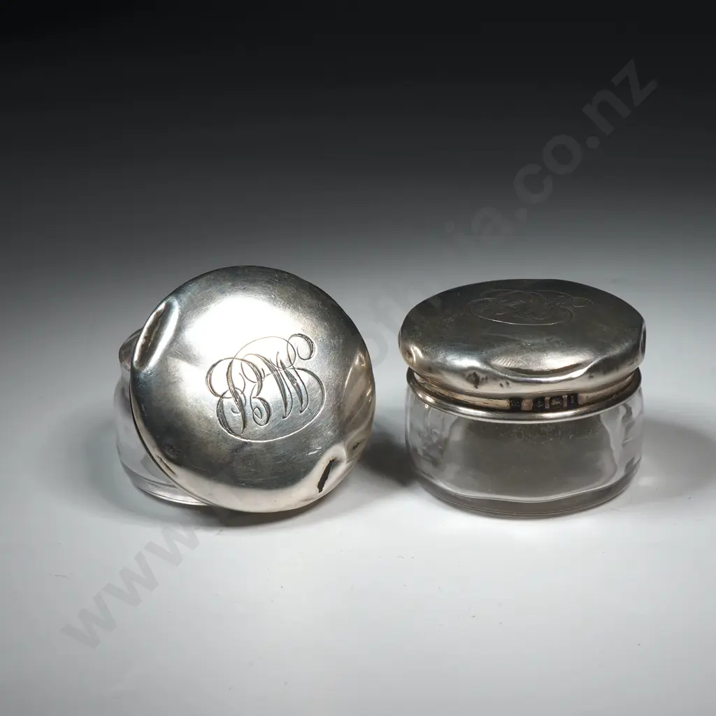 Two Sterling Silver Topped Small Toilet Jars Image 1++