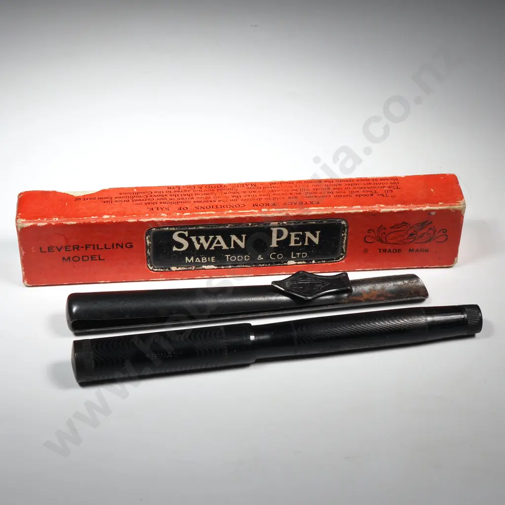 Two Fountain Pens Including Boxed Swan Fountain Pen,Swan Leverless Fountain Pen  &  A Vintage Conway Stewart Pen Holder Image 1++
