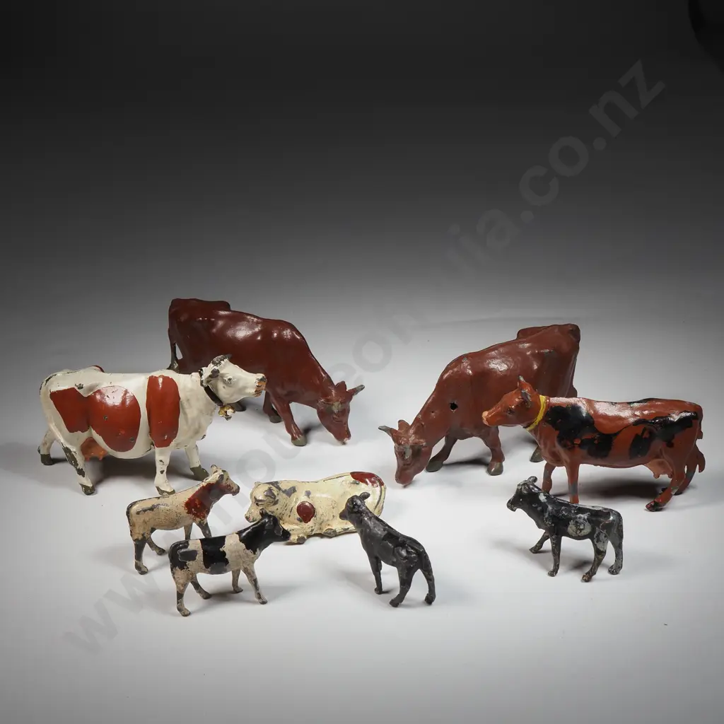 Nine Britains Vintage Painted Hollow-Cast Lead Cows Image 1++